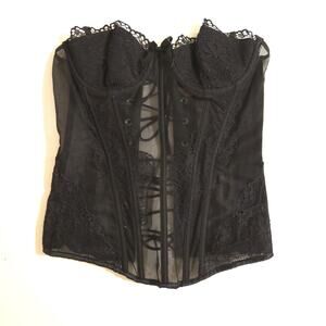 VS Very Sexy Black Lace Mesh Corset Bustier Top 34B